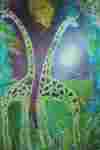 Giraffes,Paintng on Silk